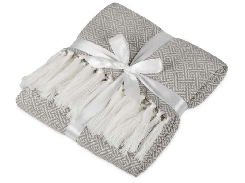 Плед акриловый Tassel с белой бахромой, бежевый Плед акриловый Tassel с белой бахромой, бежевый