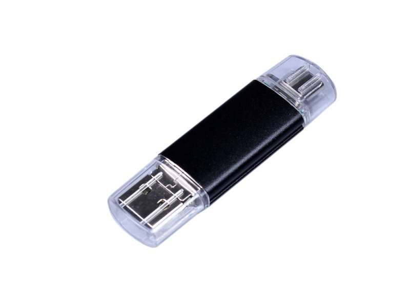 USB-флешка на 32 Гб c двумя дополнительными разъемами MicroUSB и TypeC, черный USB-флешка на 32 Гб c двумя дополнительными разъемами MicroUSB и TypeC, черный