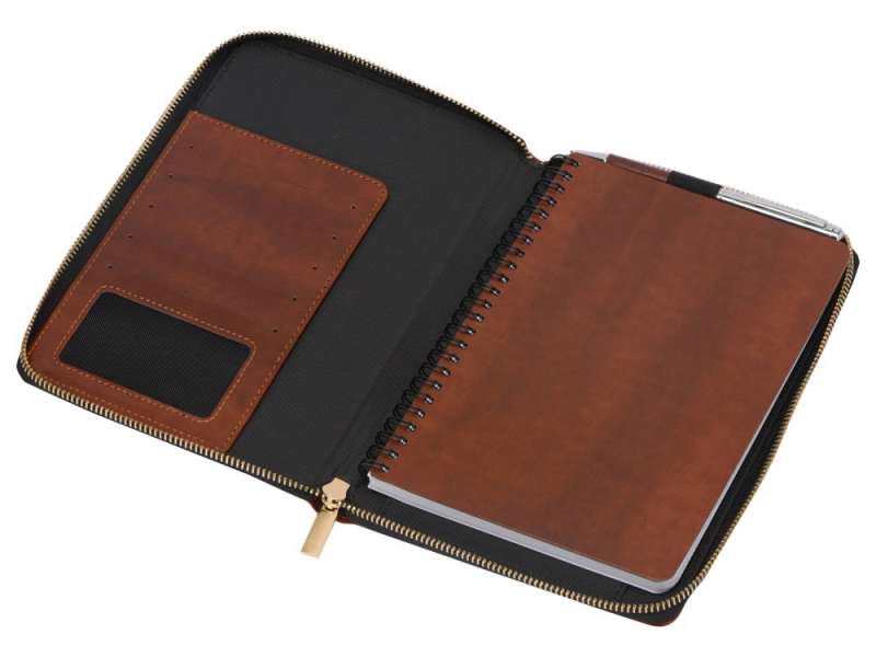 Бизнес-блокнот на молнии А5 Fabrizio с RFID защитой и ручкой, коричневый №10