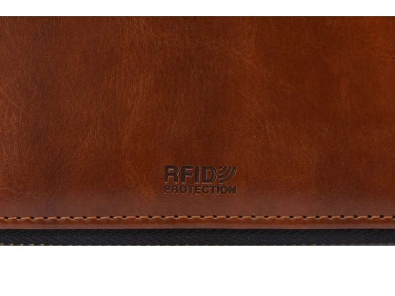 Бизнес-блокнот на молнии А5 Fabrizio с RFID защитой и ручкой, коричневый №4