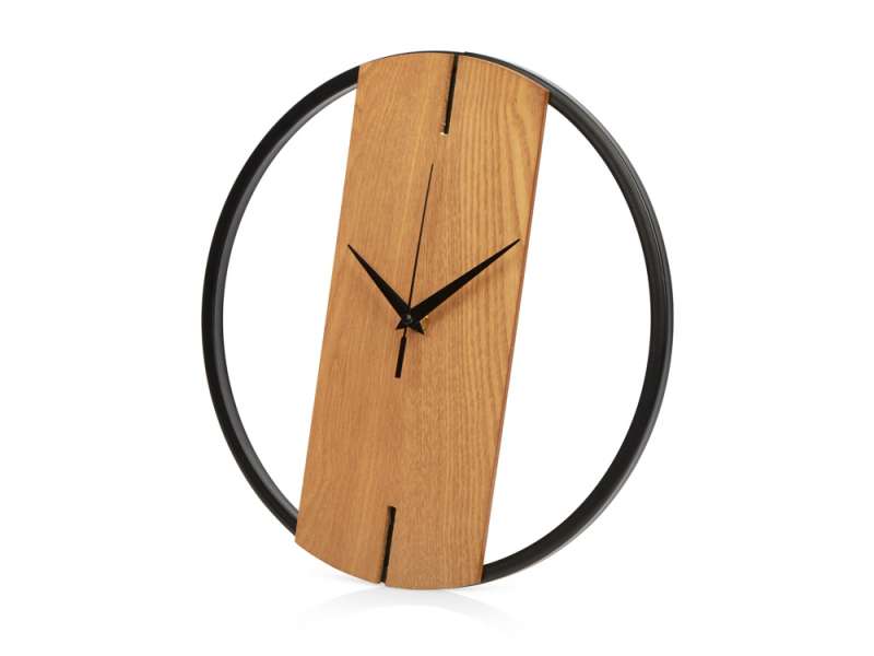 Деревянные часы с металлическим ободом, диаметр 30 см, Time Wheel, натуральный/черный Деревянные часы с металлическим ободом, диаметр 30 см, Time Wheel, натуральный/черный