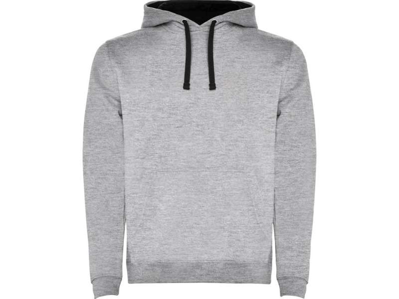 Толстовка с капюшоном Urban мужская, серый меланж/черный