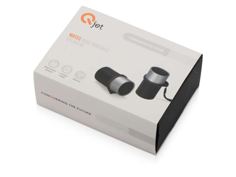 Портативные парные колонки Qjet TWS Mates с черными кольцами №6