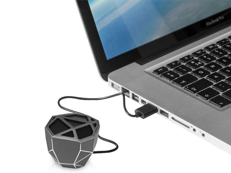 Портативная колонка Geo, мокрый асфальт + белая подсветка №5