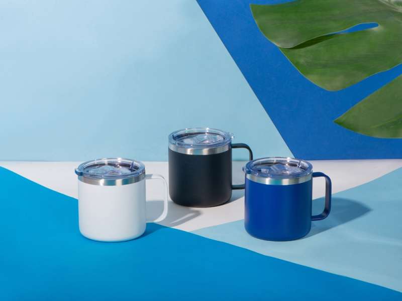 Кружка стальная Alaska с крышкой слайдером, powder coating, белый №9