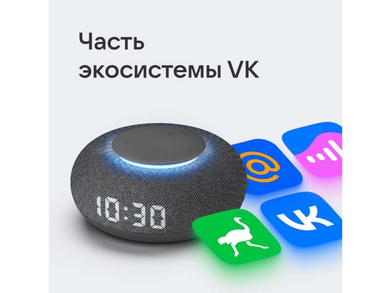 Умная колонка VK Капсула Мини с голосовым помощником Марусей, темный серый №8