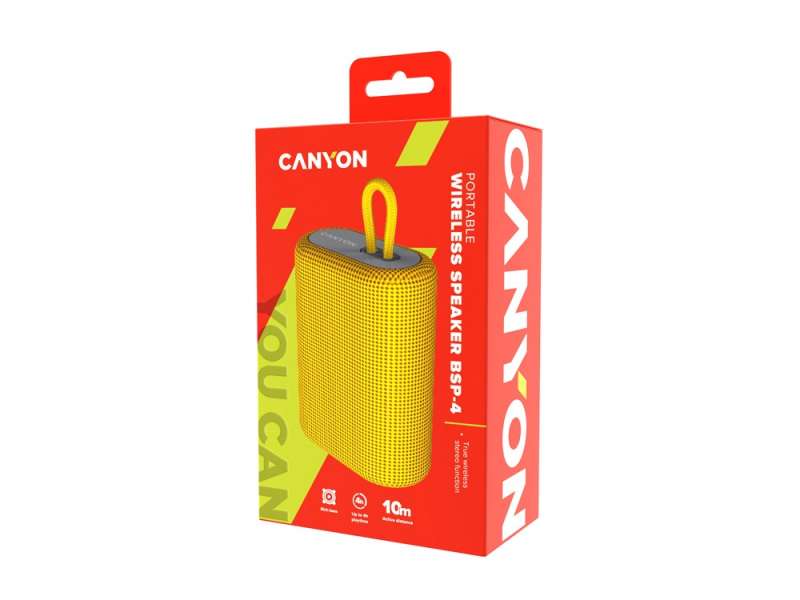 Портативная беспроводная колонка Canyon BSP-4, 5W, 1200mAh, желтая №4