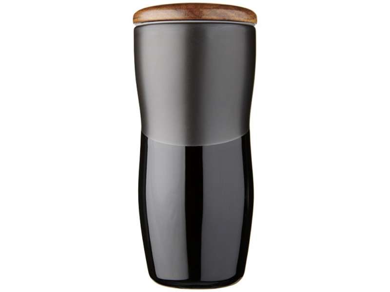 Двустенная керамическая термокружка Reno объемом 370 мл, черный №2