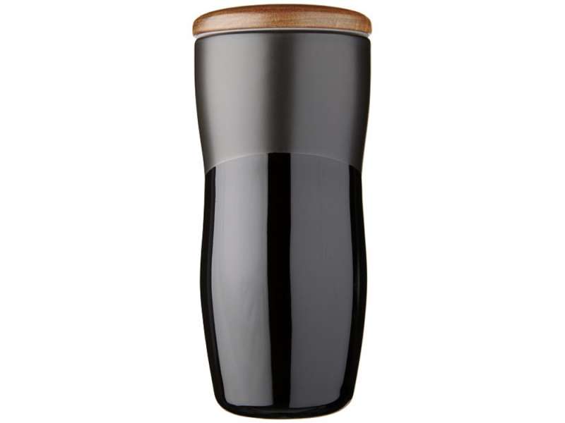 Двустенная керамическая термокружка Reno объемом 370 мл, черный №3