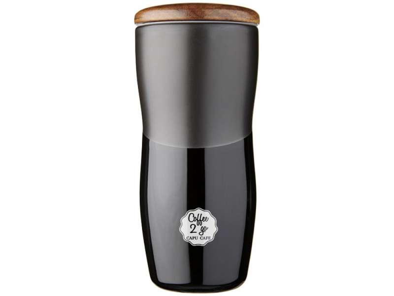 Двустенная керамическая термокружка Reno объемом 370 мл, черный №7