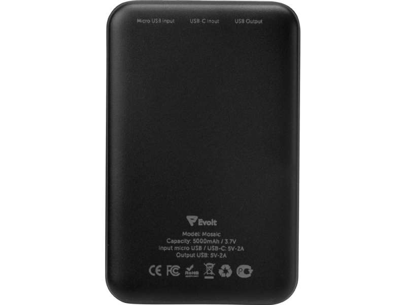 Внешний аккумулятор Evolt Mosaic, 5000 mAh, черный №7