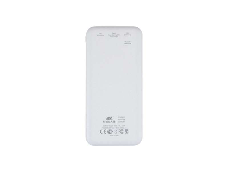 RIVACASE VA2540 (10 000mAh), QC/PD 20W внешний аккумулятор с дисплеем, белый 12/48 №13