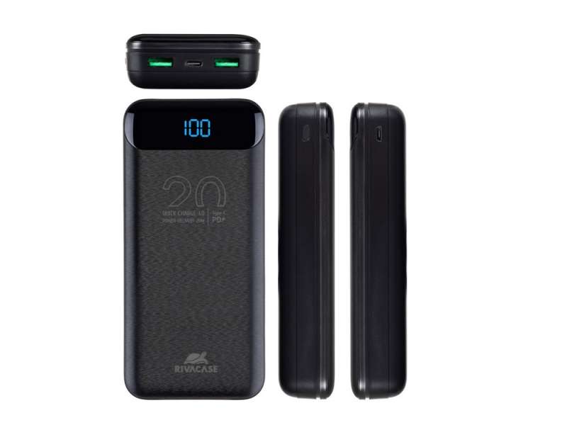 RIVACASE VA2582 (20 000mAh), QC/PD 22.5W внешний аккумулятор с дисплеем, черный /24 №9