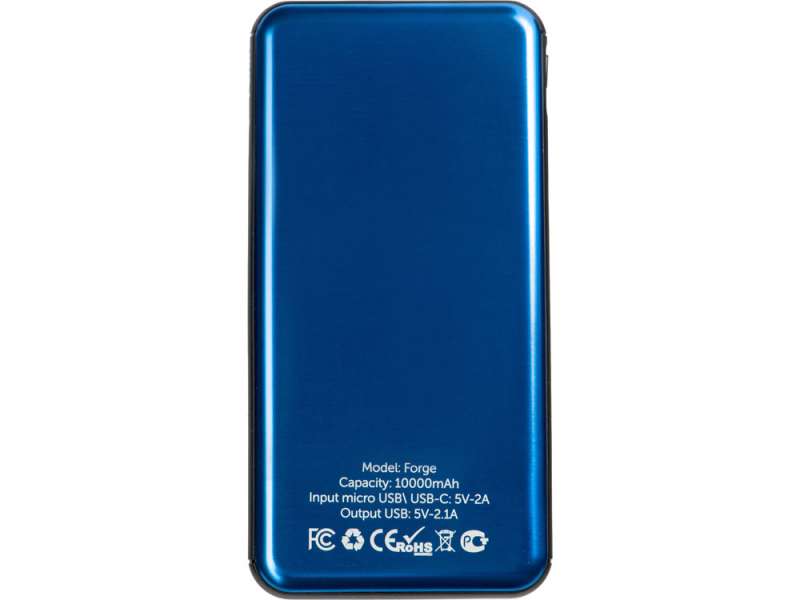 Внешний аккумулятор Forge, Evolt, металл, 10000mah, синий №11