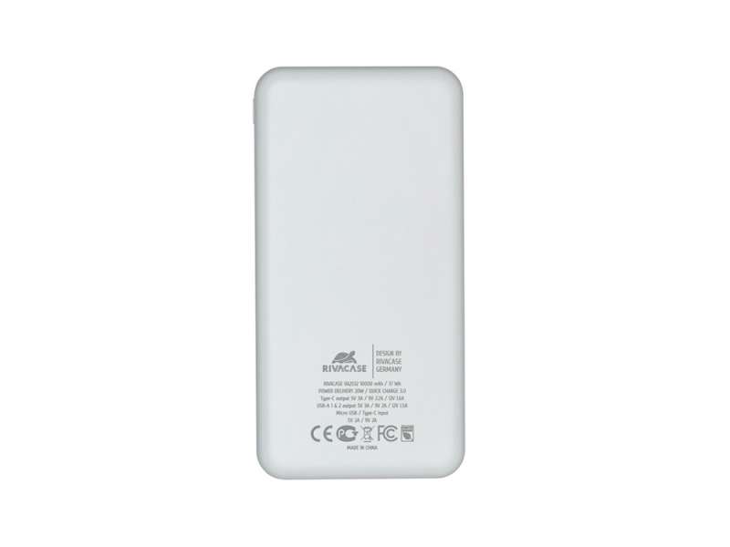 RIVACASE VA2532 (10000 мАч) QC/PD 20W внешний аккумулятор с дисплеем, белый 12/48 №17