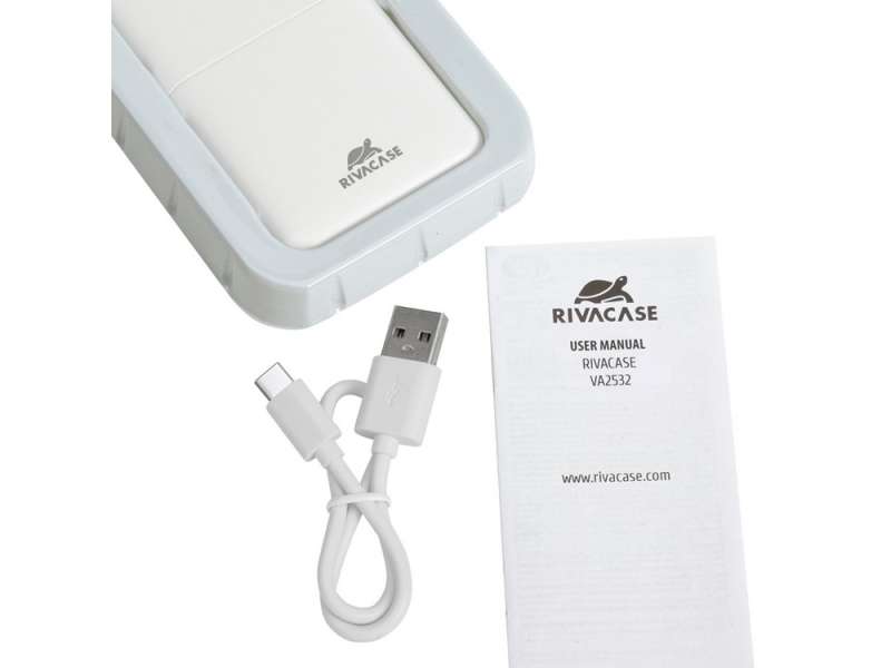 RIVACASE VA2532 (10000 мАч) QC/PD 20W внешний аккумулятор с дисплеем, белый 12/48 №19