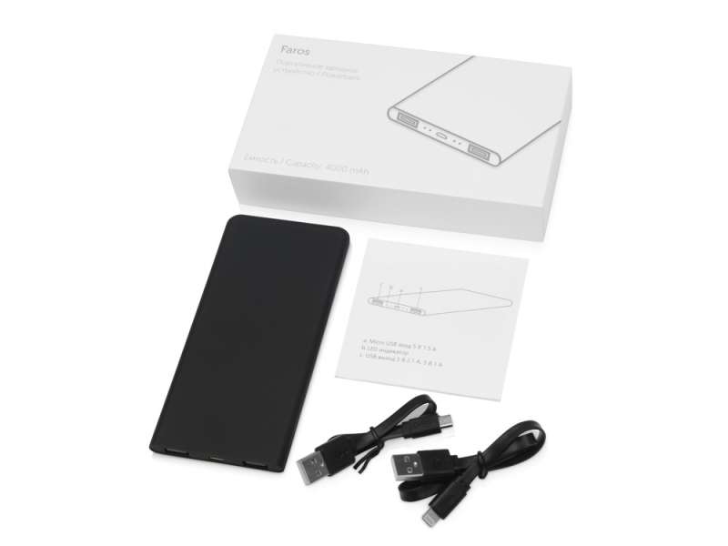 Портативное зарядное устройство с синей подсветкой логотипа Faros, soft-touch, 4000 mAh (P) №3