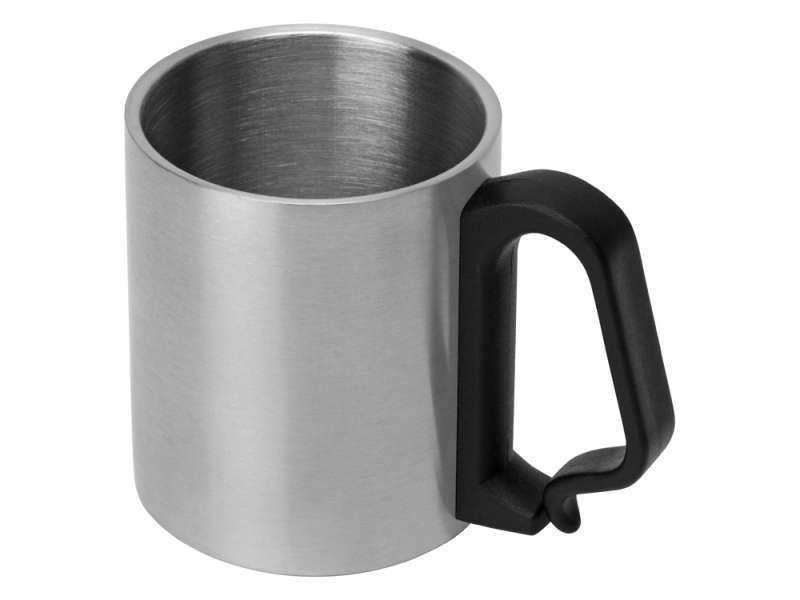 Стальная кружка Climber с пластиковой ручкой, серебристый/черный Стальная кружка Climber с пластиковой ручкой, серебристый/черный