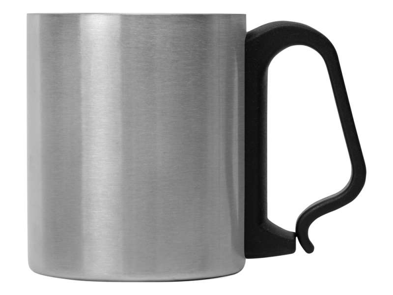 Стальная кружка Climber с пластиковой ручкой, серебристый/черный №3
