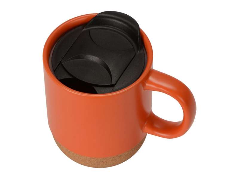 Кружка Denpasar с пробковым дном и крышкой, цветная с двух сторон, оранжевый №2