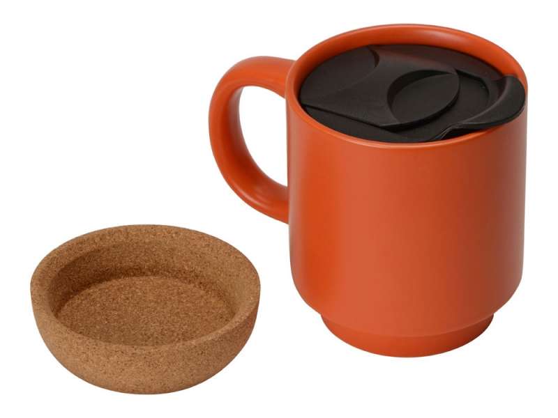 Кружка Denpasar с пробковым дном и крышкой, цветная с двух сторон, оранжевый №3