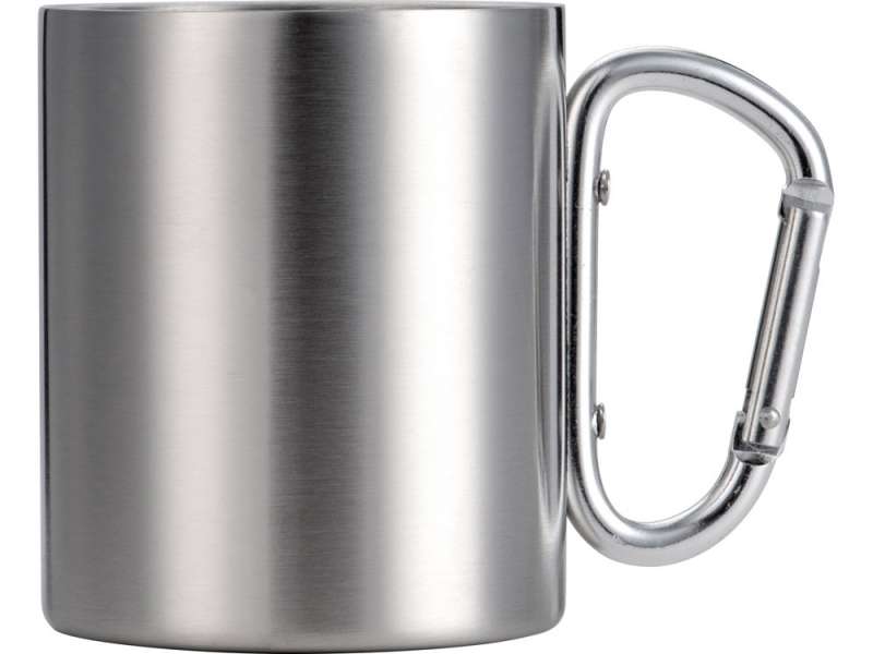 Стальная кружка Elbrus с двойными стенками и ручкой-карабином, 300 мл (глянц), серебристый №2