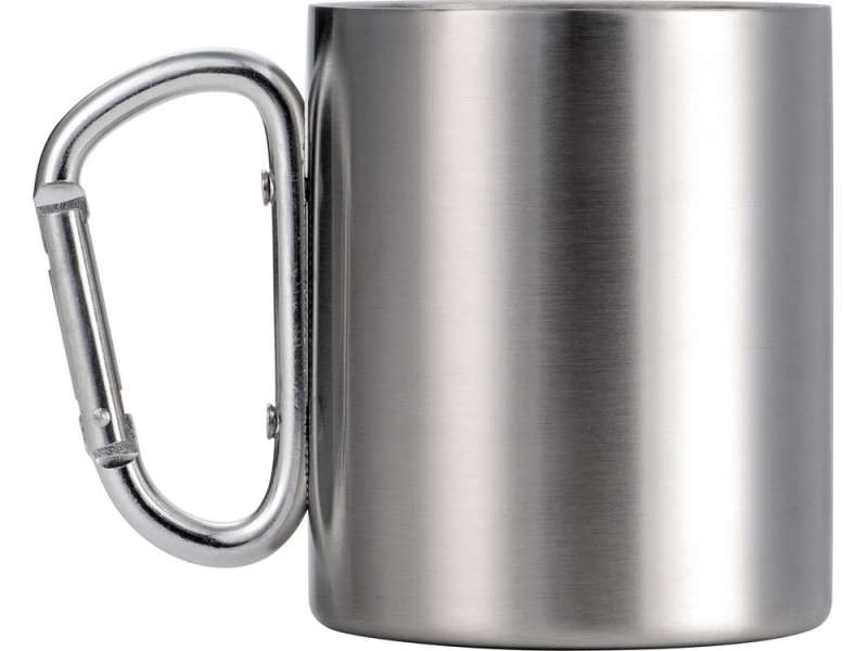 Стальная кружка Elbrus с двойными стенками и ручкой-карабином, 300 мл (глянц), серебристый №3
