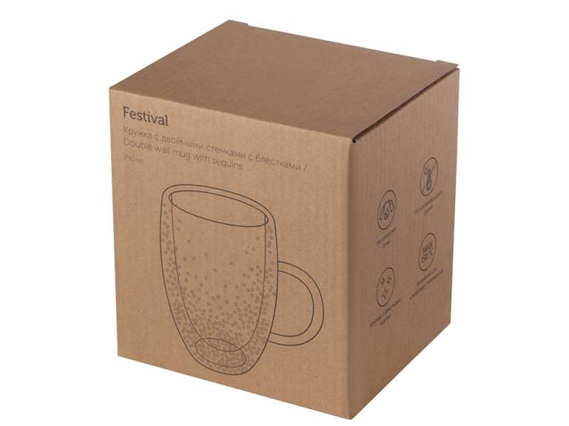 Кружка с двойными стенками с блестками, 360 мл, серебристый №8