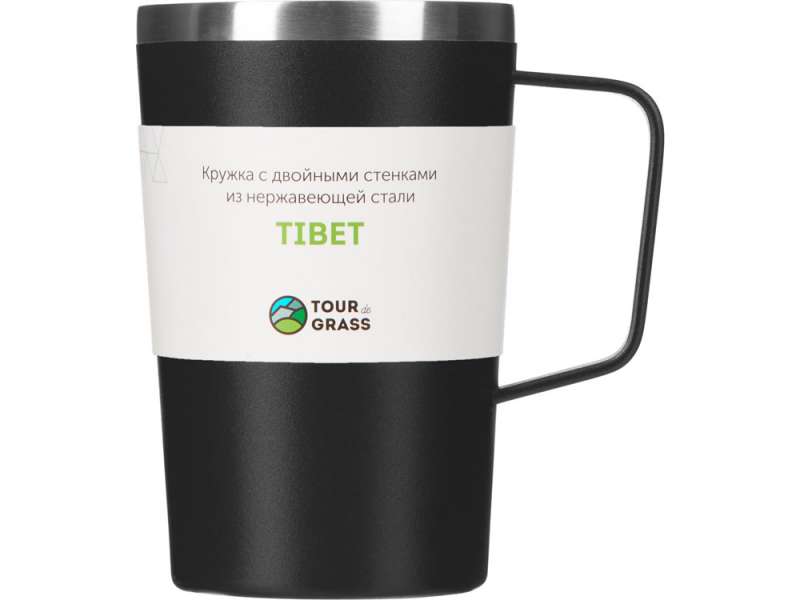 Стальная кружка с двойными стенками и порошковым покрытием Tibet, черный №4