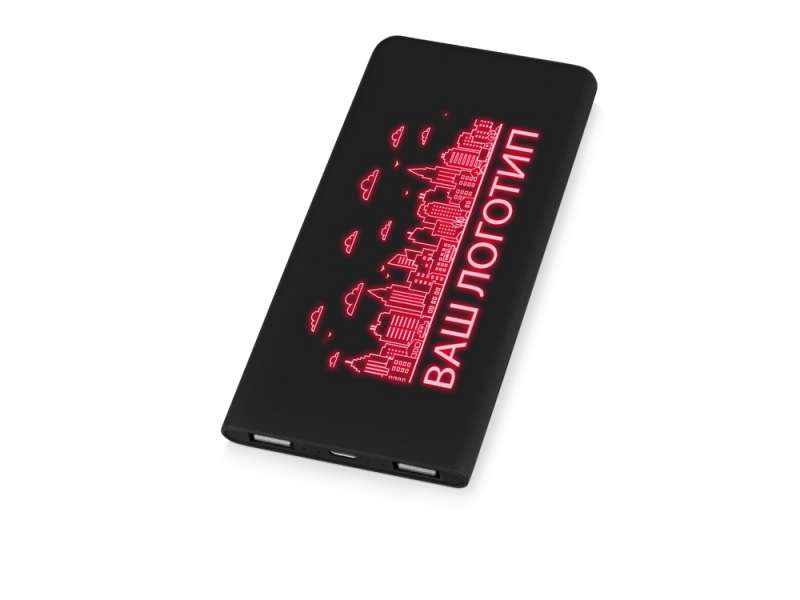 Портативное зарядное устройство с красной подсветкой логотипа Faros, soft-touch, 4000 mAh Портативное зарядное устройство с красной подсветкой логотипа Faros, soft-touch, 4000 mAh