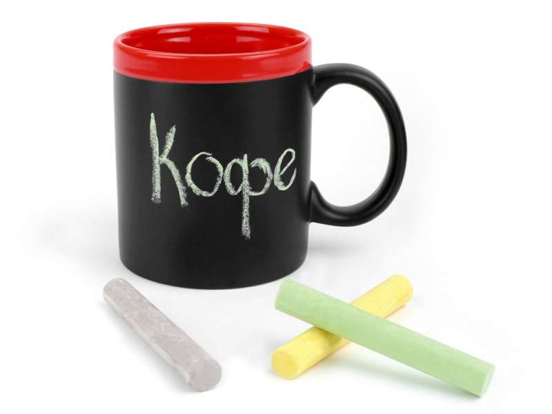 Кружка с покрытием для рисования мелом Да Винчи, черный/красный №2