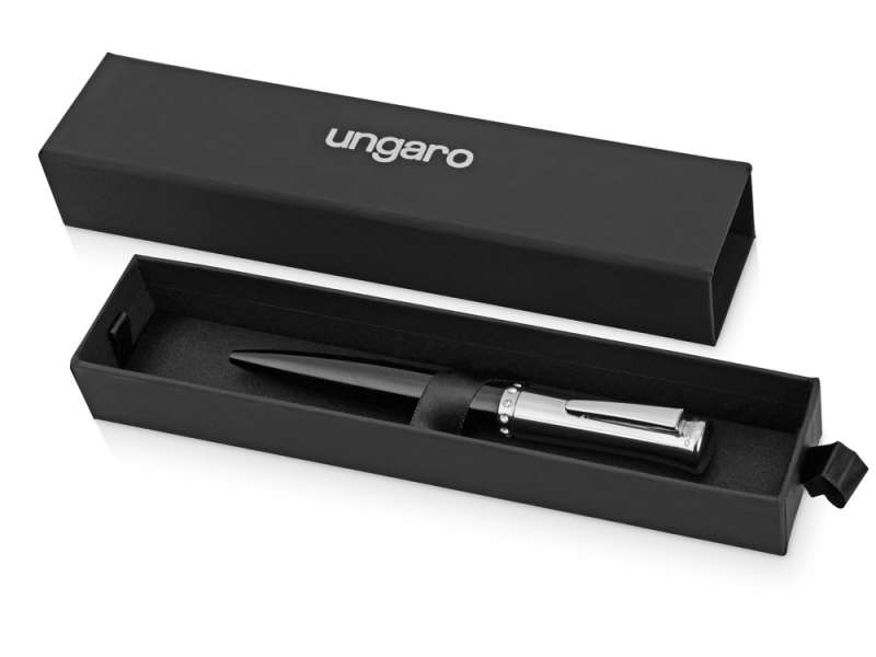 Ручка шариковая Ungaro модель Ovieto в футляре, черный/серебристый №6