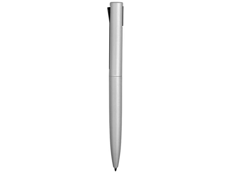 Ручка металлическая шариковая Bevel, серебристый/черный №4