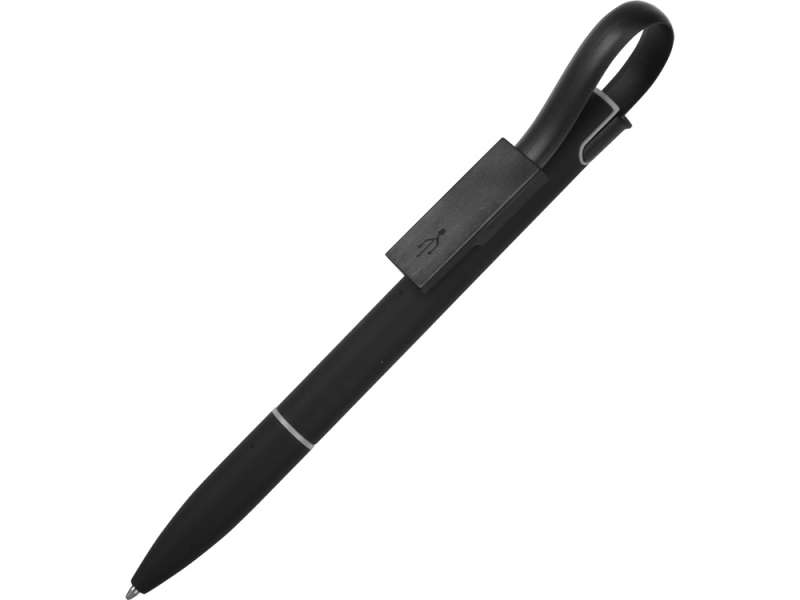 Ручка шариковая с кабелем USB, черный Ручка шариковая с кабелем USB, черный