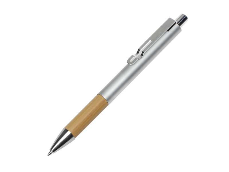Ручка металлическая шариковая Sleek, серебристый/бамбук Ручка металлическая шариковая Sleek, серебристый/бамбук