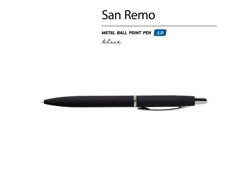 Ручка SAN REMO шариковая  автоматическая, черный металлический корпус, 1.00 мм, синяя №2