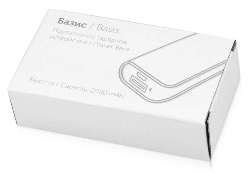 Портативное зарядное устройство (power bank) Basis, 2000 mAh, белый/светло-голубой №4