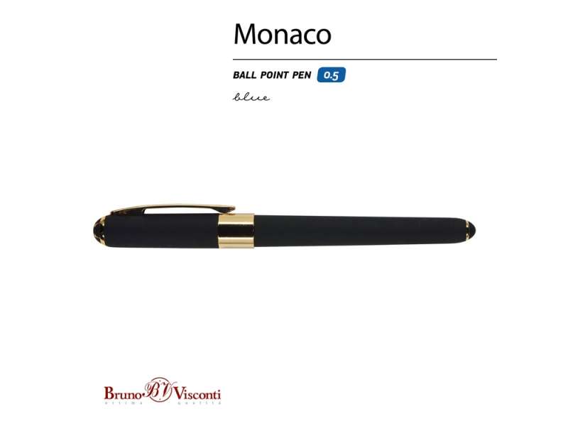 Ручка пластиковая шариковая Monaco, 0,5мм, синие чернила, черный №2