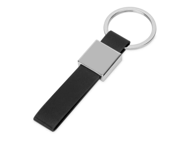 Брелок из металла и иск.кожи Strap, серебристый/черный Брелок из металла и иск.кожи Strap, серебристый/черный