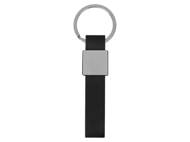 Брелок из металла и иск.кожи Strap, серебристый/черный №2