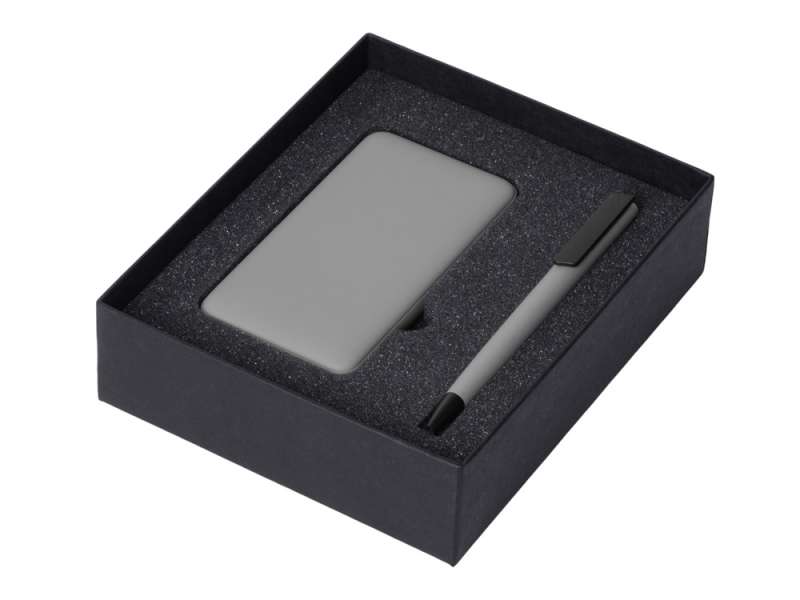 Подарочный набор c пластиковой ручкой, повербанком С2, 10000 mAh, серый №2