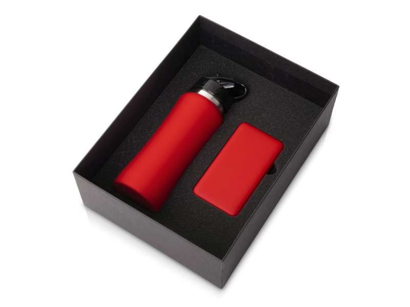 Подарочный набор с бутылкой для воды и повербанком С1, 5000 mAh, красный Подарочный набор с бутылкой для воды и повербанком С1, 5000 mAh, красный