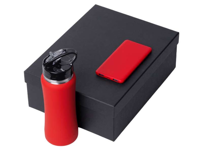 Подарочный набор с бутылкой для воды и повербанком С1, 5000 mAh, красный №2
