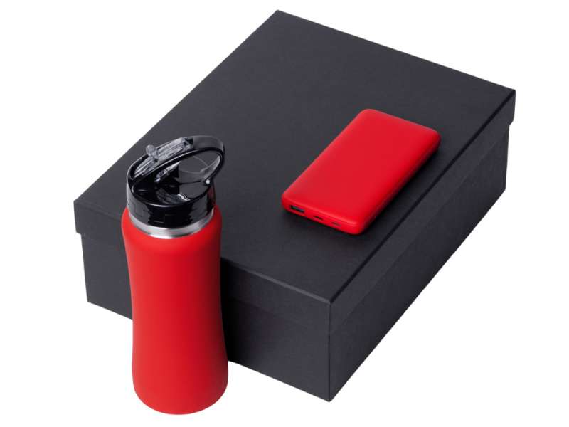 Подарочный набор с бутылкой для воды и повербанком С2, 10000 mAh, красный №2