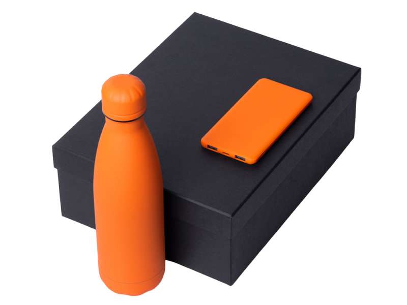Подарочный набор с термобутылкой и повербанком С1, 5000 mAh, оранжевый №2