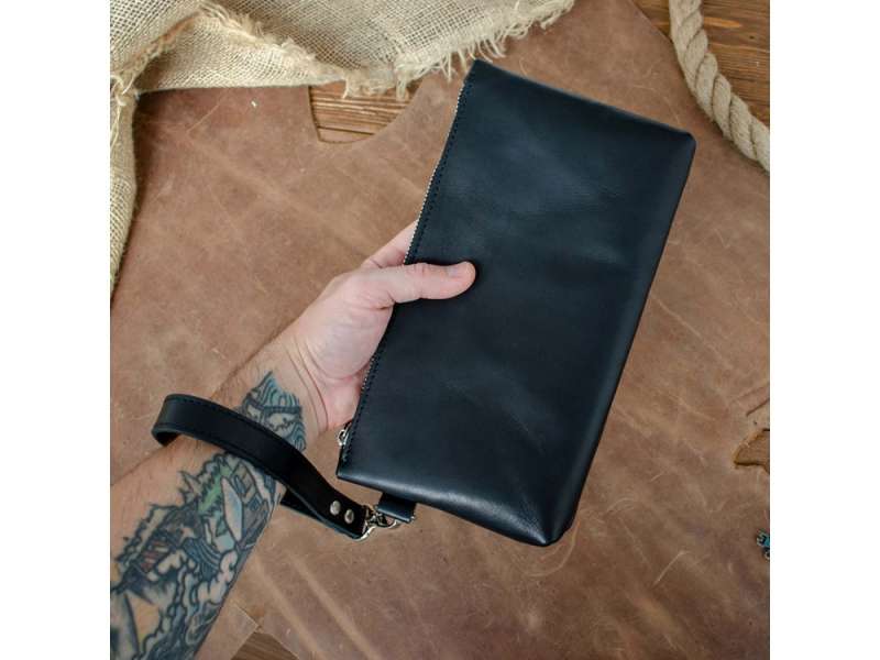 Барсетка кожаная, черный №2