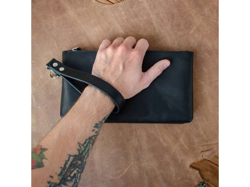 Барсетка кожаная, черный №12