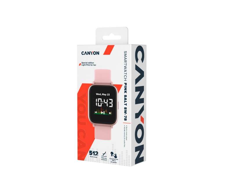 Смарт-часы со встроенным плеером Canyon SaltSW-78, розовый (Р) №9