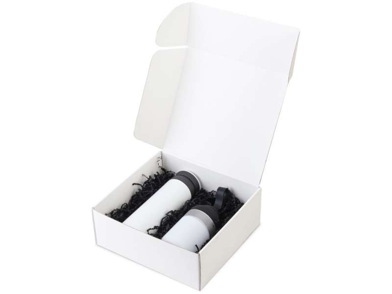 Подарочный набор с колонкой и термосом Black&White, белый/черный №2