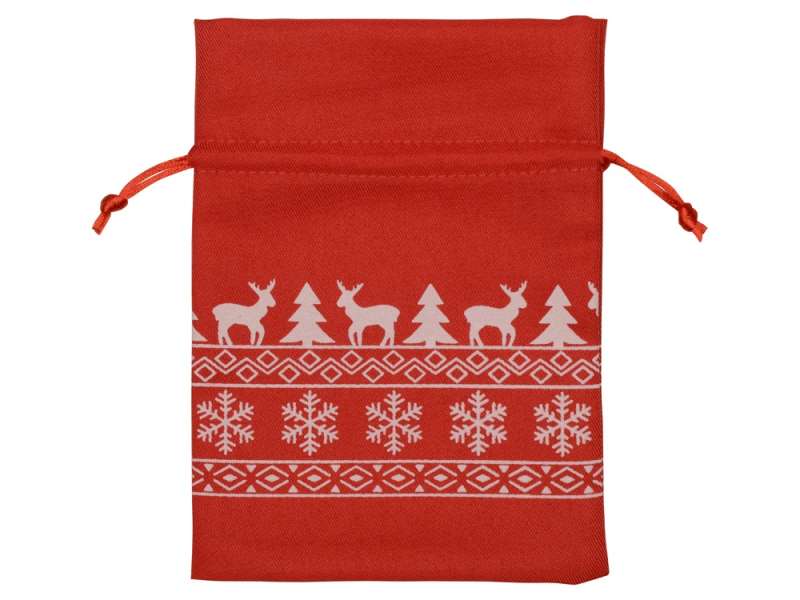 Мешочек подарочный новогодний, хлопок, средний, красный №2